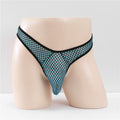 See-through mesh men's underwear by CJ featuring breathable T-shaped U convex hollow-out design.