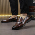 Large Size Men’s Slip-on Pointed Leather Shoes – Elegant Formal Wear & Business Casual Footwear