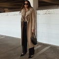 Fur Collar Overcoat - Women's Long Wool Winter Coat | Luxurious Double-Breasted Trench