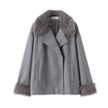 Women's Mid-length Hooded And Belted Wool Cape Coat