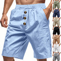 Mens Loose Linen Beach Casual Washed Button Cropped Sports Shorts - whimsywagon