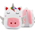Colorful cartoon rainbow plush kids backpack by CJ featuring soft toddler and kindergarten school bag for girls.