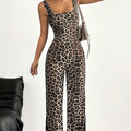 Slim Fit Backless Jumpsuit - Women's Printed Summer One-Piece