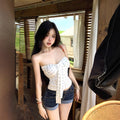 Womens White Tube Top Vest For Summer Sleeveless Bodycon And Ultra-Sexy Wrapped Design - whimsywagon