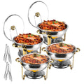Stainless Steel Chafing Dish Set 4-Piece - 5QT Buffet Warmers with Glass Lids - whimsywagon