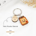Kawaii Food Keychain - Cute Bread and Water Drop Design on Mini Wooden Board