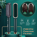 Electric hair styler with straightening and curling functions, featuring three temperature settings and a sleek design.