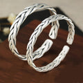 Interlocking Couple Bracelets - Vintage Weave Pattern, White Copper Plated Silver