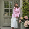 Womens Loose-Fit Lace-Up Blazer With 3D Floral Embellishments - whimsywagon