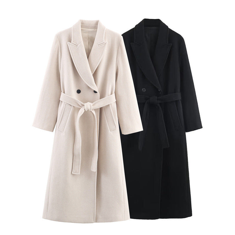 Belted Longline Overcoat - Women's Blend Wool Blend Trench | Timeless ...