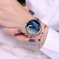 Fashion smart watch for women by cj, waterproof design with heart rate and activity tracking displayed on a sleek smartwatch screen.