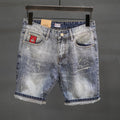 Retro Ripped Denim Mens Trendy Cropped Pants With Fuzzy Hems - whimsywagon