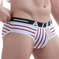 Men's triangle underwear by CJ in refined cotton with blue and white striped pattern, showcasing comfortable, stylish men's underwear.