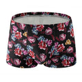 Printed milk silk rose boxers by CJ featuring colorful, breathable, comfortable milk silk fabric with floral rose pattern.