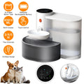 CJ Smart Cordless Pet Water Fountain showing a 3L automatic self-cleaning dispenser with touch control and multiple flow settings.