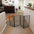 Adjustable CJ dog gate for doorways, featuring a sturdy design to safely keep pets in designated areas.
