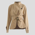 Womens Casual Figure-flattering Ruffled Asymmetrical Jacket