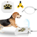 CJ step-on dog water fountain with paw-activated pedal, outdoor pet water dispenser, featuring interactive valve for easy drinking.
