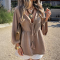 Casual Relaxed Fit Khaki Top For Women - whimsywagon
