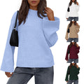 Knitted Sweater - Casual Round Neck in Solid Colors