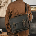 Top-Layer Leather Laptop Shoulder Crossbody Bag