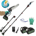Cordless Pole Saw, 2-in-1 Electric Chainsaw with Extendable Pole and 2 Batteries | 21V, 8-Inch Bar, Auto Oiler for Wood Cutting
