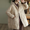 Single-Breasted Down Jacket - Women's White Puffer Coat | Ultra-Warm Duck Feather Fill for Winter
