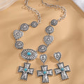 Faith-Based Jewelry Set - Vintage Cross Pendant Necklace and Matching Earrings
