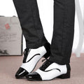 Men’s Latin Dance Shoes – Black & White Leather International Ballroom Dancing Shoes | Comfortable Professional Dance Footwear