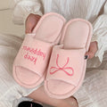 New Creative English Letter Women’s Cotton Slippers – Soft Flat Bottom Ins Style Home Shoes
