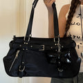 Women's Motorcycle Satchel – Commuter Underarm Bag with Headwind Texture Design