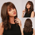 Synthetic Wig with Air Bangs & Curled Ends | Short Bob with Face-Framing Fringe