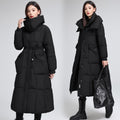 Knee-length Warm Cotton Coat Loose Thicken Waist-cinching Padded Jacket