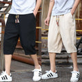 Mens Casual Loose Linen Cropped Pants - whimsywagon