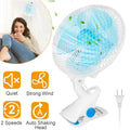 Clip-On Desk Fan - 2-Speed Quiet Operation with Tilt & Auto Oscillation | Wall Mountable for Office, Home, Stroller & Table - whimsywagon