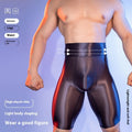 Men's lightweight shiny plastic underwear with high elasticity, breathable and silky fabric for comfortable belly and leg shaping by CJ.
