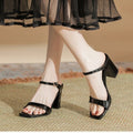 Women’s European & American Thick Heel Slingback Sandals – Solid Color Peep Toe Fashion Slippers