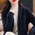 Womens Casual Loose-fitting Solid-color Knit Cardigan - whimsywagon
