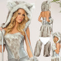CJ Halloween cosplay suit featuring a detailed animal role-playing costume with a hood and plush fabric, perfect for costume parties.