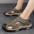 Men’s Plus Size Leather Beach Sandals – Breathable & Comfortable Summer Shoes