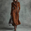 New Women's Clothing Fall Winter Coat Lapel Western Style Suede Long