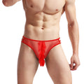 Men's sexy mesh translucent chicken crown underpants by CJ, featuring a sheer, breathable fabric and playful chicken crown design.