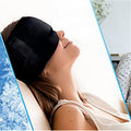 CJ Ice Headache Relief Gel Eye Mask shown on a person’s face, designed to soothe headaches and reduce eye fatigue with cooling gel therapy.