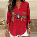 Womens Creative Printed V-Neck Long-Sleeve T-Shirt - whimsywagon