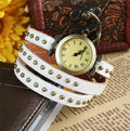 Retro Watch with Rivet Leather Strap | Fashionable Bracelet-Style Band - whimsywagon
