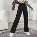 Black Wash Trousers - Straight Leg Stretch for Casual Wear