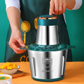 CJ stainless steel meat blender and mincer with durable blades, ideal for grinding and preparing fresh meat.