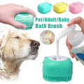 Pet Bath Massage Gloves | Silicone Brush with Shampoo Dispenser