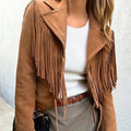 Boho Fringe Leather Jacket | Genuine Sheepskin Suede