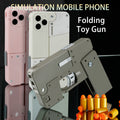 CJ folding pistol toy with soft bullets, mobile phone design, outdoor interactive gun for kids, creative and fun toy for children